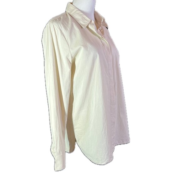 Theory Size M Classic Straight Shirt Cotton Beige Button-Up Long Sleeve - Picture 12 of 15